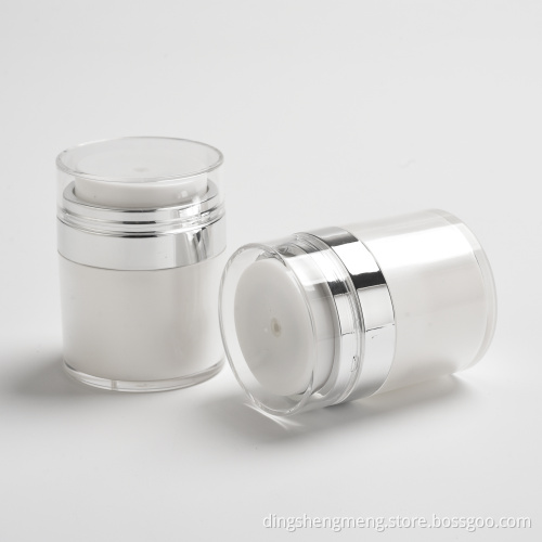 Nowy projekt 15 ml Słoika bez powietrza srebrne słoiki kosmetyczne Airless 30 ml 50 ml białe pojemniki na balsam do pomp